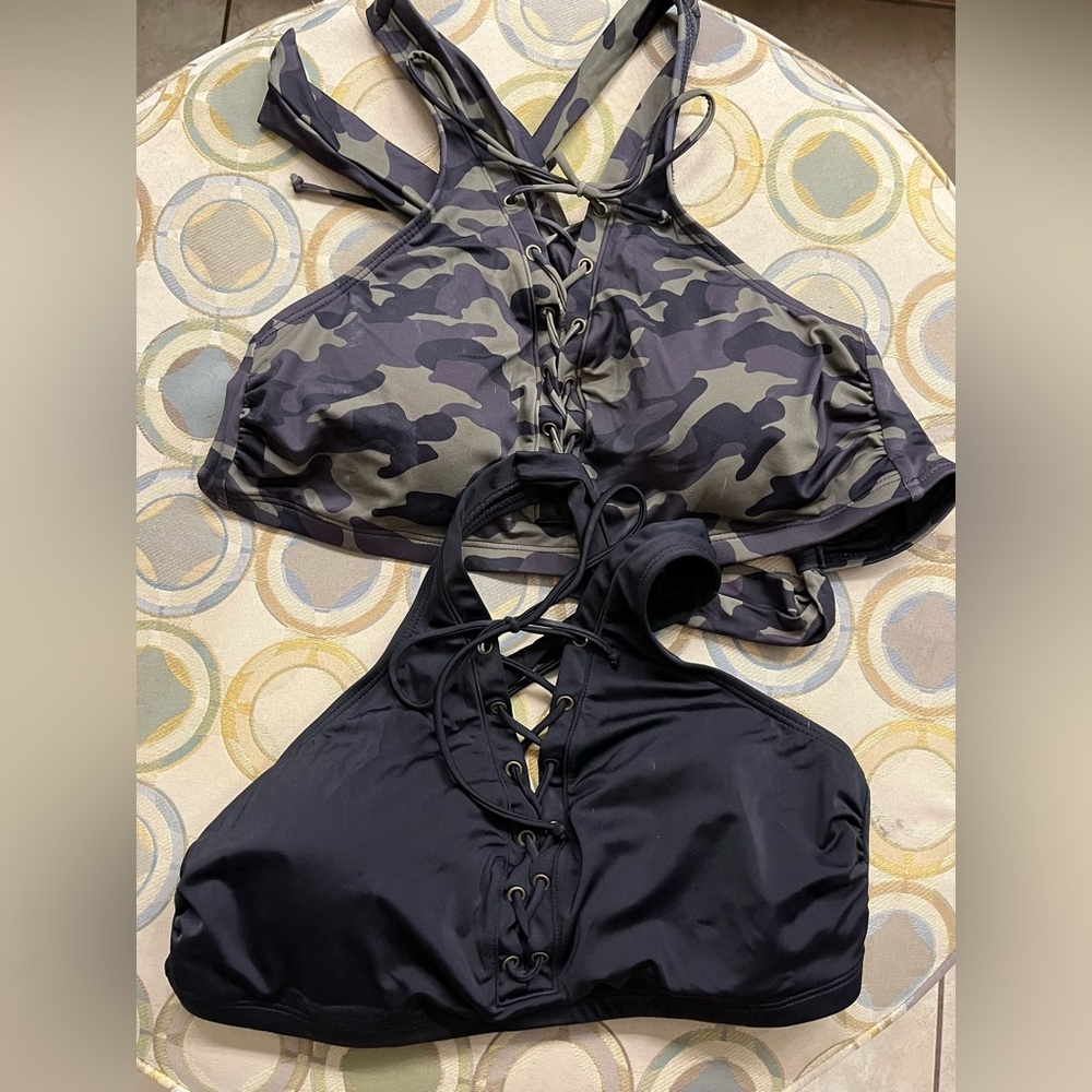 2 Lace- Up Lace-Up Bikini Tops size 18